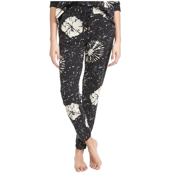 PJ Salvage Pants Women Small Black Ivory Stormy Monday Jogger Sweat Pants NWT - Picture 1 of 15